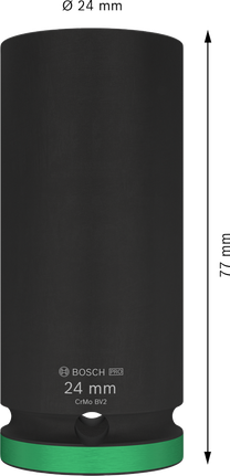 Soquete de impacto Bosch PRO de 1/2 polegada e 24 mm de profundidade.